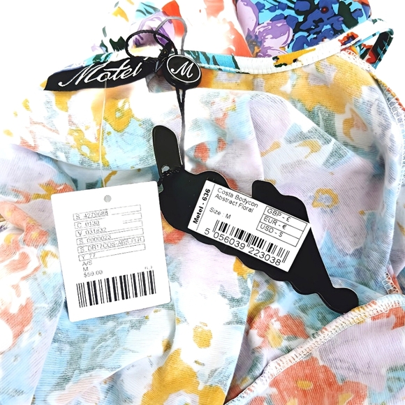 NWT Urban Outfitters Motel Off-The-Shoulder Floral Mini Dress 90's Style M - Picture 7 of 8